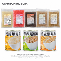 Perles de Boba Éclatantes 1kg Sac 880g Pot 5 Saveurs : Châtaigne d'eau, Haricot Rouge, Orge, Avoine pour Salons de Thé Boba