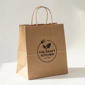 Custom Printed Logo Eco-Friendly Recyclable <b>Biodegradable</b> Craft Bag Kraft <b>Paper</b> Takeaway Bags with Handles for Fast Food - Product Image 6