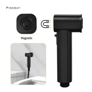 PINEBAY Hot Sales Square Black Toilet Shattaf Bathroom ABS Cleaning Faucet Sprayer Woman Adjustable Handheld Bidet Sprayer Set