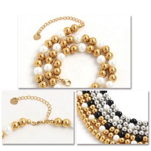 สร้อยคอผู้หญิงแบบลูกปัดโซ่บอลสแตนเลสชุบทอง 18k สำหรับงานปาร์ตี้ - Product Image 5