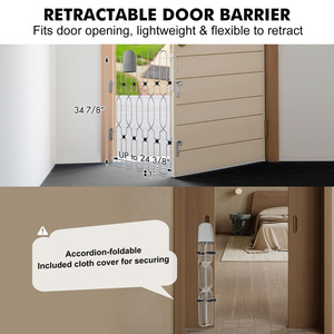 Barrière de porte rétractable en métal, 24,4 pouces de large, 35 pouces de haut, barrière de sécurité pour <span class=keywords><strong>chien</strong></span> pour porte d'entrée, installation facile, barrière rétractable pour animaux de compagnie - Product Image 3