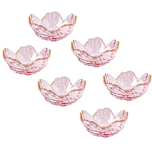 Bambus Plates Dipping Bowls Sushi Mini Sakura Shaped Wasabi Vinegar 3 Glass Soy Sauce Dish For Restaurant