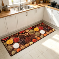 Tapis de cuisine antidérapant à imprimé géométrique, résistant à l'huile, sans formaldéhyde, lavable, en polyester, à poils ras, pour la cuisine