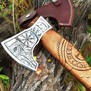 Cuchillo para Pizza con Forma de Hacha Vikinga Personalizado al por Mayor, con Hoja de Acero Inoxidable y Funda de Cuero, OEM/ODM Disponible, Hacha Vikinga Personalizada - Product Image 2