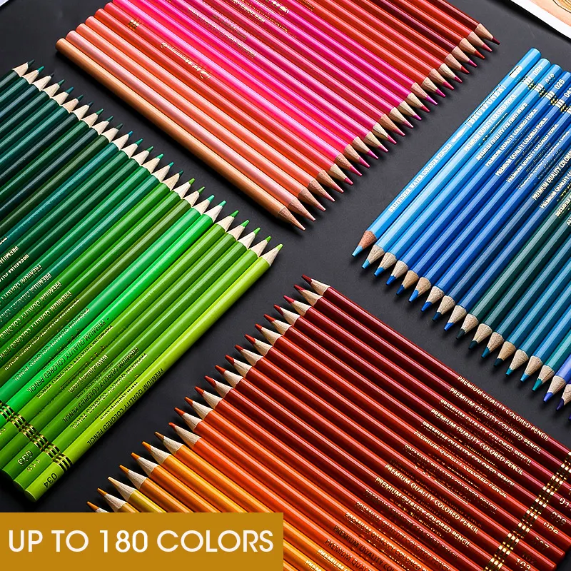 Xinbowen Art ดินสอสี180สีสำหรับมืออาชีพ,ชุดดินสอวาดเขียนชุดดินสอสีละลายน้ำได้