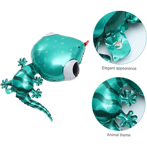 Large Cute Teal Gecko Foil <b>Balloon</b>, Metallic Reptile Mylar <b>Balloon</b> for Kids Jungle & Gecko Themed Birthday Party <b>Decor</b> - Product Image 1
