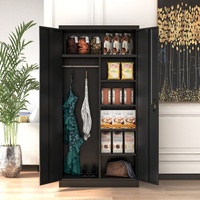 Armoire de Rangement de Bureau Métallique, Classeur en Acier, Placard Métallique avec 2 Portes et 4 Étagères Réglables