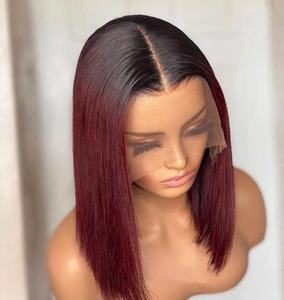 Megastree-extensiones de cabello humano brasileño virgen para mujeres negras, mechones de pelo con encaje frontal, color rojo, a granel - Product Image 1
