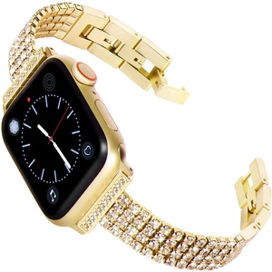 Para <span class=keywords><strong>Applewatch</strong></span> Band 38mm 40mm 41mm 42mm 44mm 45mm tamaño Rhinestone Metal joyería pulsera Correa con Bling Diamond Band - Product Image 1