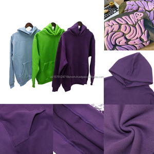 Sweat-shirts à capuche pour hommes de qualité supérieure, 100% coton, streetwear, poids lourd 450 g/m², impression en relief, style hip-hop - Product Image 1