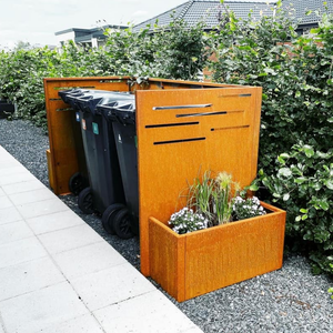 Contenedor de Basura Metálico Moderno para Jardín, con Recubrimiento en Polvo Marrón, Decorativo y Autoportante para Patio y Jardín - Product Image 5