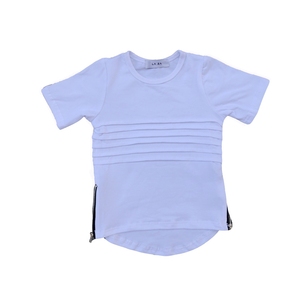 Camiseta unisex de diseño personalizado, cuello redondo, dos lados, con cremallera, dobladillo, camiseta de línea larga, Camiseta lisa de algodón teñido para bebé, novedad - Product Image 5