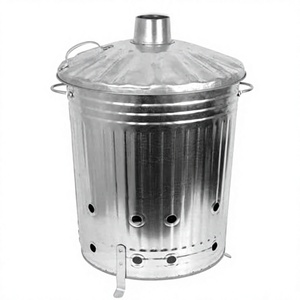 Incinérateur métallique galvanisé 60L, bac à déchets pour jardin extérieur, poubelle à déchets Brunner - Product Image 1