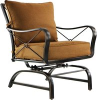 Ensemble de Patio extérieur en acier de 5 pièces avec 4 fauteuils à bascule, coussins de coucher de soleil et Table de foyer carrée