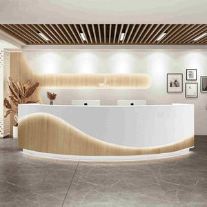 Comptoir de bar en bois en forme d'arc créatif pour hôtel et réception scolaire, design moderne, forme personnalisable - Product Image 3