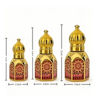 Flacons de parfum en verre de 3 ml, 6 ml, 15 ml, hauts, octogonaux, avec applicateur à bille, vaporisateur rechargeable, flacon de parfum mince, design arabe de luxe