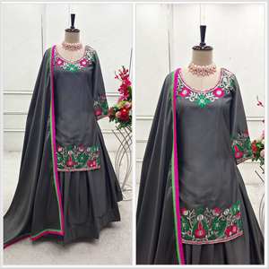 คอลเลกชันใหม่ชุดผ้าไหมซาตินเย็บอย่างเต็มที่ชุด lehenga และ dupatta ธรรมชาติบริสุทธิ์พร้อมที่จะสวมใส่สำหรับงานปาร์ตี้ - Product Image 5