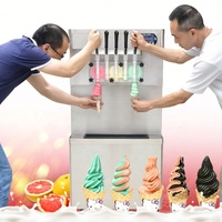 Machine à glace italienne combinée, automatique, 5 saveurs, pour glace molle, sundae et yaourt glacé