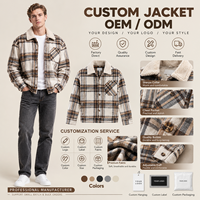 Veste Sherpa à carreaux personnalisée pour homme, style dessin animé, hiver, décontractée, surchemise brodée, col polaire, coupe-vent, respirante, service OEM/ODM