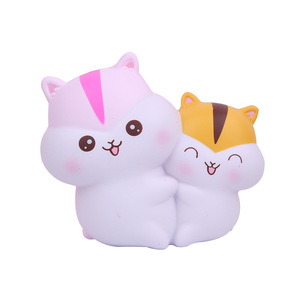 Cute Slow <b>Rebound</b> PU Hamster Animal Desk Toy Pair Plush Figure - Product Image 1