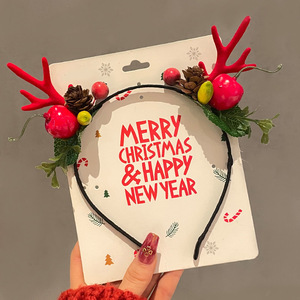 Fascia per capelli natalizia di Babbo Natale con corna 3D, copricapo per feste, personalizzabile all'ingrosso - Product Image 6