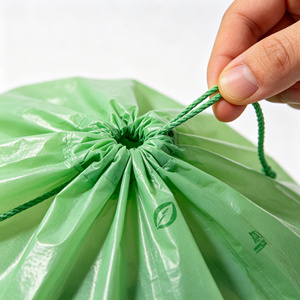 Bolsa de Basura Verde con Cierre de Cordón, Bolsa de Plástico para Residuos Reciclable, Bolsa de Transporte Personalizada para Supermercados y Exposiciones - Product Image 6