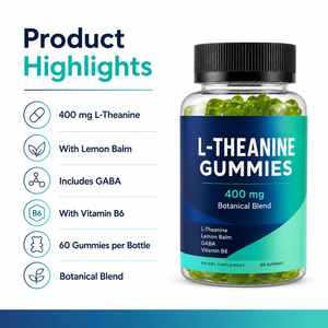 Nouvelles Gommes sans Sucre à la L-théanine, Ashwagandha, Mélisse, Vitamines B6, B12, D3, 5-HTP et Magnésium pour le Soutien de l'Humeur, du Sommeil et de la Mémoire - Product Image 2