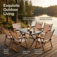 Ensemble de meubles de camping 7 pièces, table pliante en aluminium portable avec 6 chaises pliantes pour le glamping en plein air, pique-nique