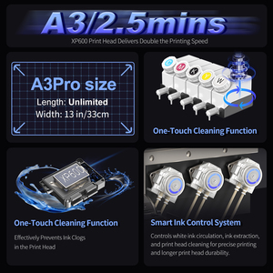 Stampante DTF A3 per Trasferimento Termico su Tessuti e Magliette, Stampante a Getto d'Inchiostro Digitale XP600 per Pellicole PET - Product Image 4