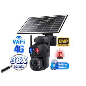 Solar Powered 4G WiFi 36X Digital Zoom Dual Lens Two-Way Audio PTZ CCTV Network <b>Camera</b> 6MP Dual Lens IP66 Security Solar <b>Camera</b> - Product Image 1