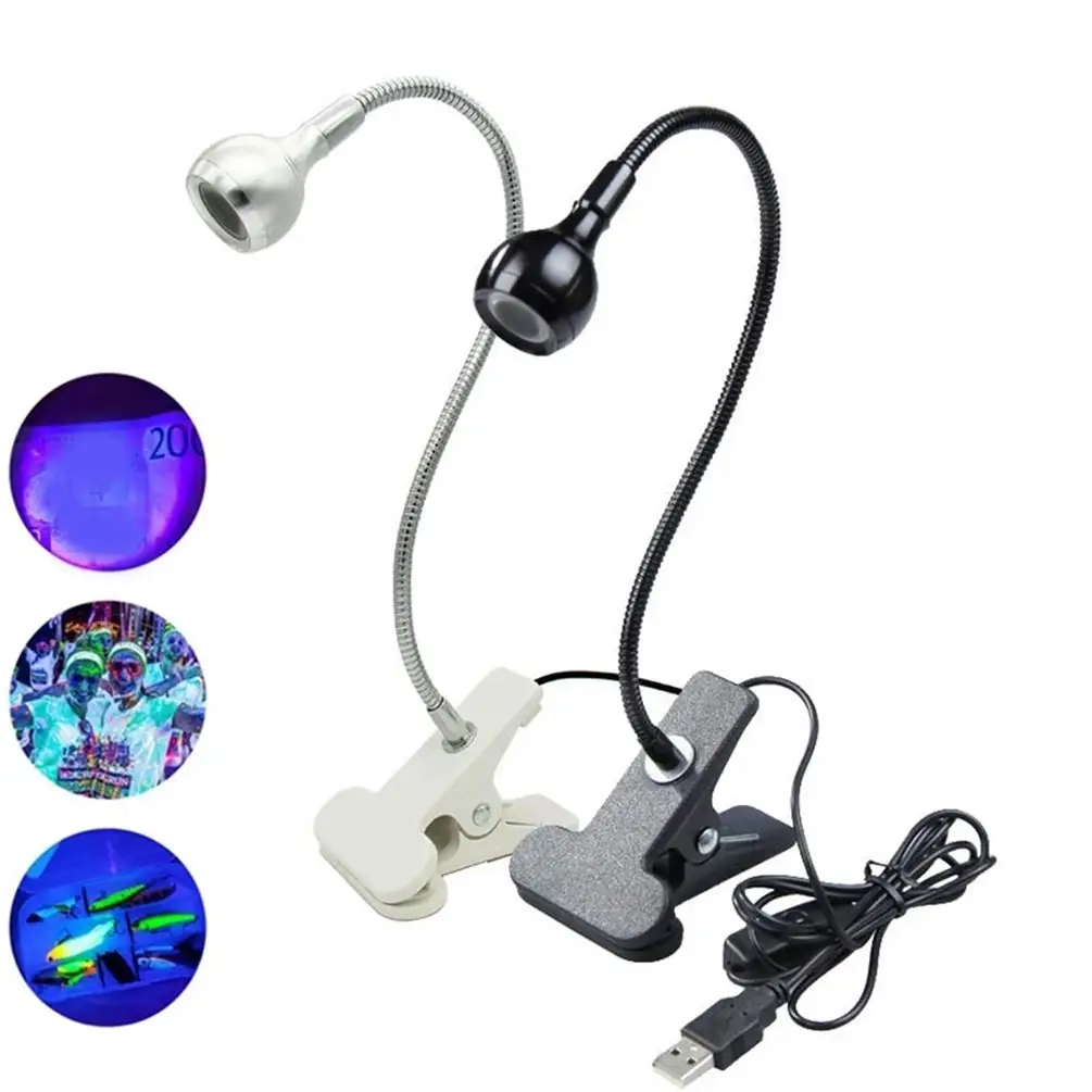 Led UV lights clip-on flexible glue dryer 3w gel light lamp nail table usb nail lamp