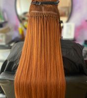Ekstensi rambut ujung Nano rambut manusia grosir ditarik ganda Keratin 100% belum diproses cincin Nano rambut manusia