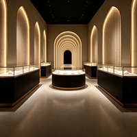Vitrine de Luxe Incurvée Personnalisée pour Bijoux avec Éclairage LED – Solution Complète Tout-en-un pour l'Aménagement de Boutiques de Bijouterie en Centre Commercial