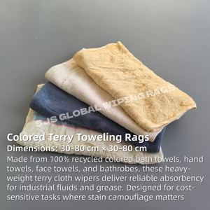 Chiffons d'essuyage industriels en coton coloré 100 % coton, déchets de serviettes industrielles et marines colorées - Product Image 2