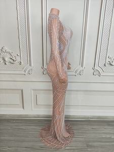 Seksi İllüzyon Elmas Taklidi İnciler Yere Kadar Denizkızı V Yaka Kadın Akşam Partisi Balo Düğün Kutlama Doğum Günü - Product Image 5