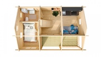 Nouvelle conception Grande maison confortable avec escalier en bois et cabane en rondins à toit à deux versants avec lit mezzanine
