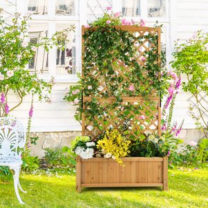 Raised Garden Bed <strong>with</strong> <strong>Trellis</strong> 71 <strong>Planter</strong> Raised Bed <strong>with</strong> Drainage Holes Freestanding for Vine Climbing Plants <strong>Planter</strong> Box - Product Image 2