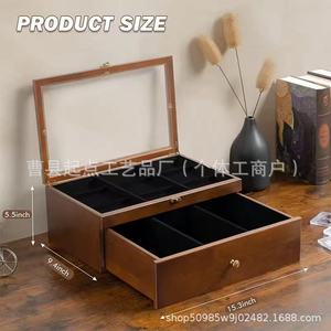 Boîte de rangement sur mesure pour cartes de joueurs, boîte de collection de cartes de jeu à double couche avec couvercle rabattable en bois massif - Product Image 4