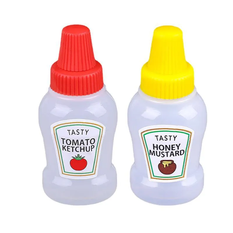 W25 bouteille de salade en plastique réutilisable de qualité alimentaire, mini taille, Ketchup à la tomate, ensemble de bouteilles de vinaigrette