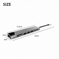 Hub USB 3.0 8 en 1 con Ethernet, Carga, RJ45, PD, Adaptador Tipo C, Base para Laptop, HDTV, SD 4K, Aleación de Aluminio, Hub USB C en Stock