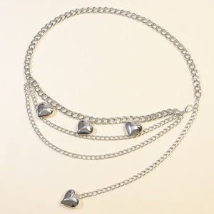 Chaîne de taille multicouche en forme de cœur en alliage de zinc, chaîne de corps tendance hip-hop pour usage quotidien - Product Image 4