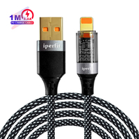 Cable de Carga Rápida Wonderphon YLC-043 de 60W con Conector USB de 8 Pines, Revestimiento de TPE Transparente y Ecológico para iPhone y Teléfonos Móviles Samsung