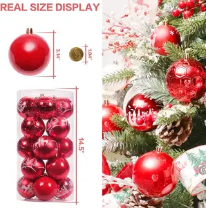 Hot Sale 3cm Hot Sale Große Kunststoff Weihnachts kugel Glänzende rote Farbe für die Weihnachts dekoration