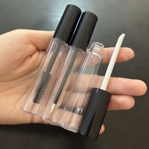 ISMAN - Serie de Tubos Cosméticos Redondos de 10 ml, Envases Vacíos para Rímel, Delineador de Ojos y Brillo Labial, Envase Transparente Negro de Lujo, Logotipo Personalizado - Product Image 1