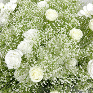 Camino de Flores Artificiales, Rosas Blancas y Paniculata, Decoración Clásica para Bodas, Hecho a Mano con Poliéster, Alta Simulación - Product Image 2