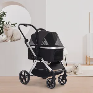 Dog Stroller With Removable Carrierr For Small Medium Dogs One-Click Folding Lightweight Pet Stroller