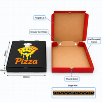 Boîte à pizza personnalisée en carton kraft avec logo, motif dessin animé, chapeau de chef, fente pour pouce, MOQ 500 pièces