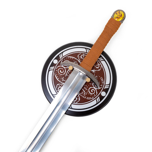 ดาบแฟนตาซีคลาสสิกจากภาพยนตร์/เกม ด้ามจับหุ้มหนังสีน้ำตาล หัวดาบทรงกลมแบบวินเทจ สำหรับคอสเพลย์และสะสม - Product Image 4