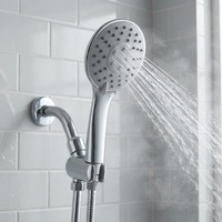 TOPWAY Douchette à main ronde en plastique chromé à 3 jets, effet pluie, de qualité supérieure, très vendue