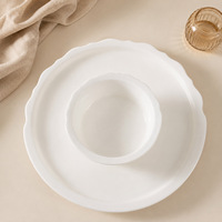 Reinweiße Bone China Haushaltsteller: Reisschale, Teller für kalte Speisen, mikrowellengeeignet, einfarbiges Muster, On-Glazed-Technik, moderner Teller